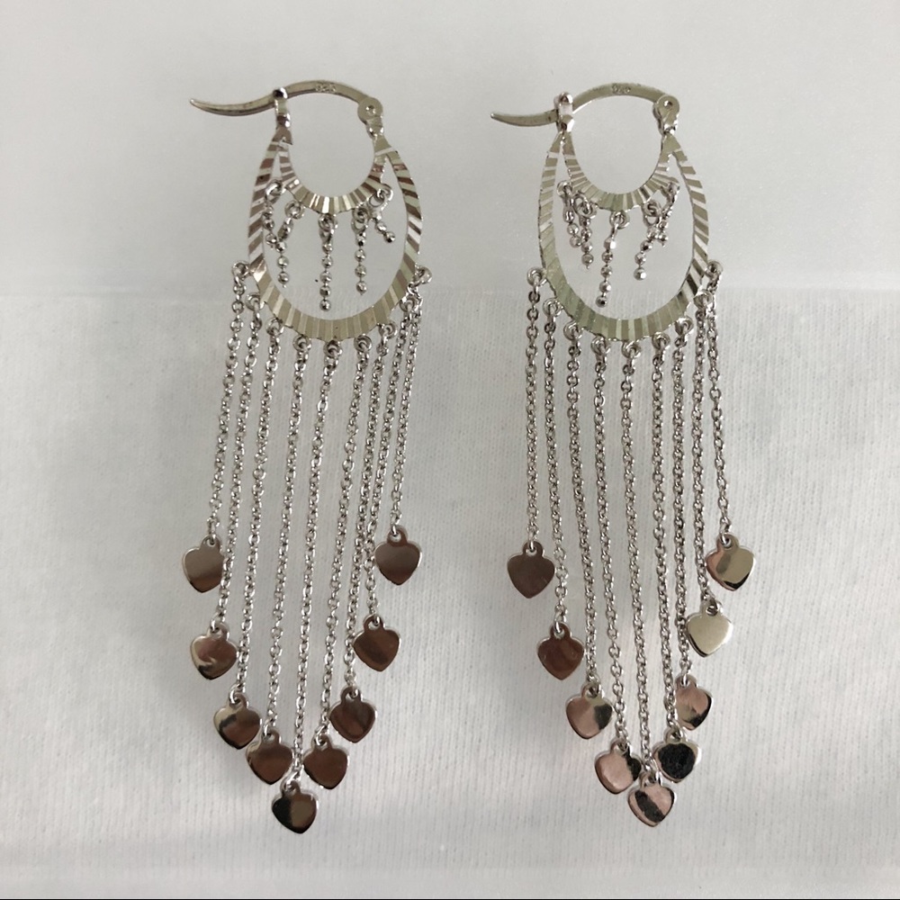 925 Sterling Silver Floating Hearts Earrings